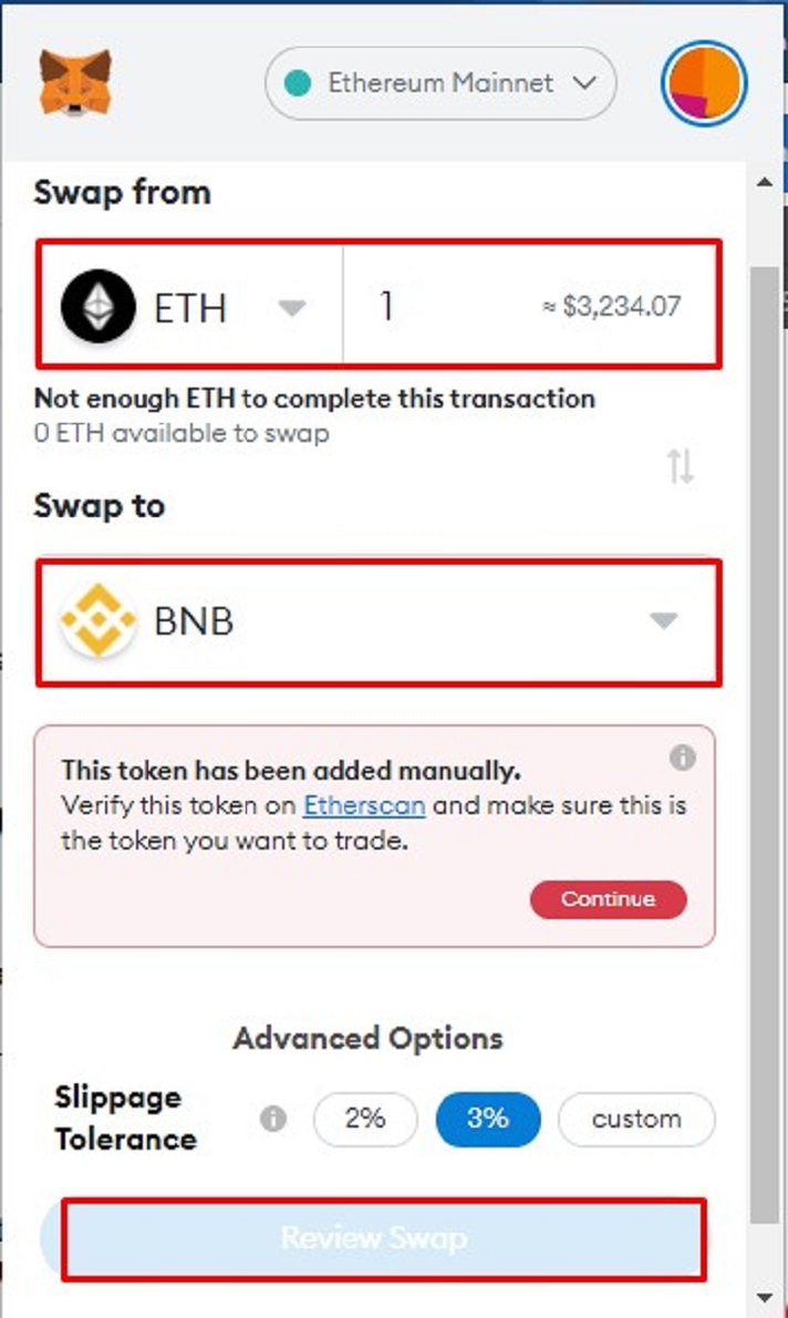 Swap Ether for ERC20 Tokens