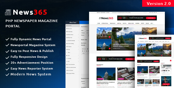 News365 – PHP Newspaper Script Magazine Blog with Video