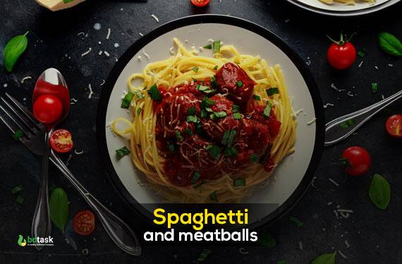 Spaghetti and meatballs