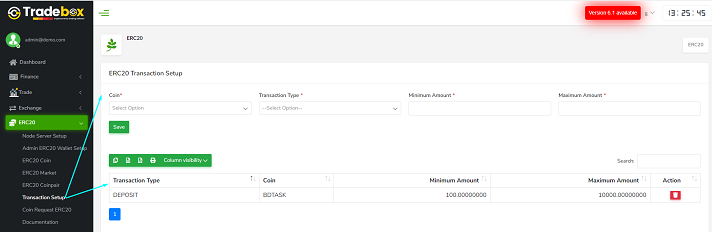 Transaction setup