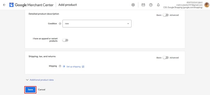 Add product in Google merchant 4