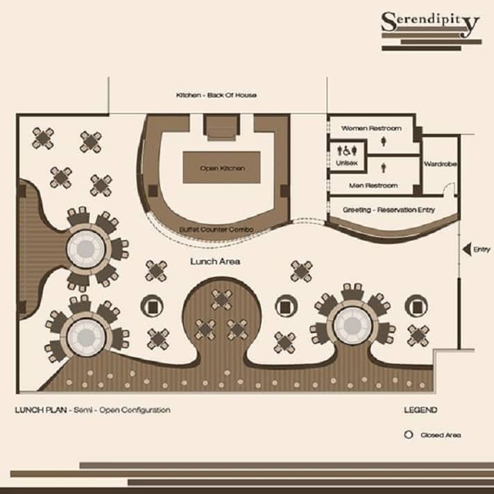 Blueprint layout of restaurant interior