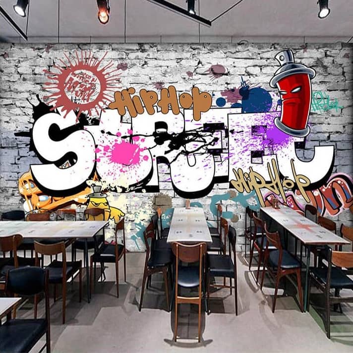 graffiti or street art theme for restaurant