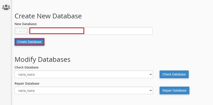 Create New Database