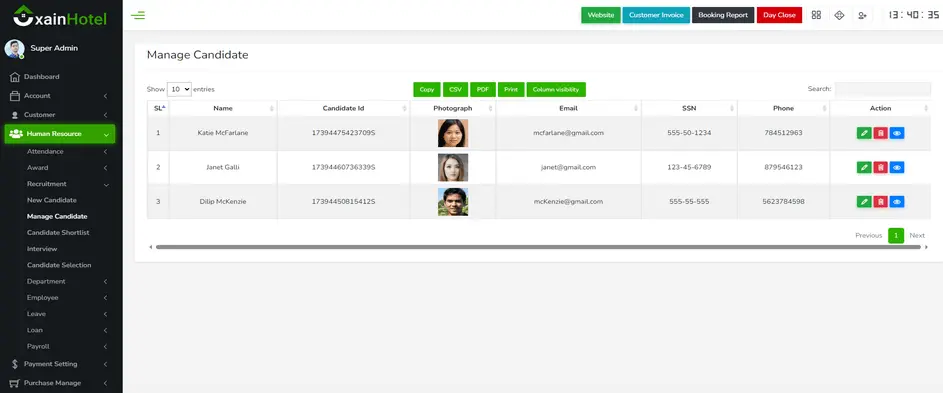 Manage Candidate