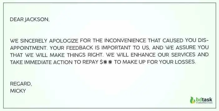 say sorry to the customer in different ways