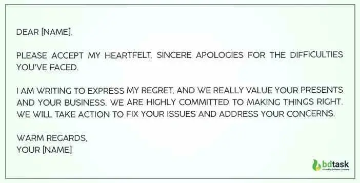 say sorry to the Inconvenience customer