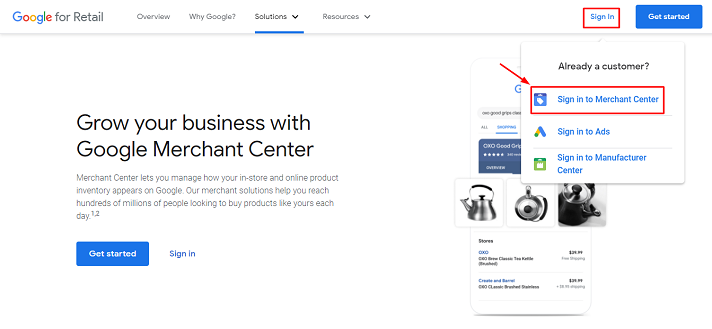 Google Merchant Sign Up