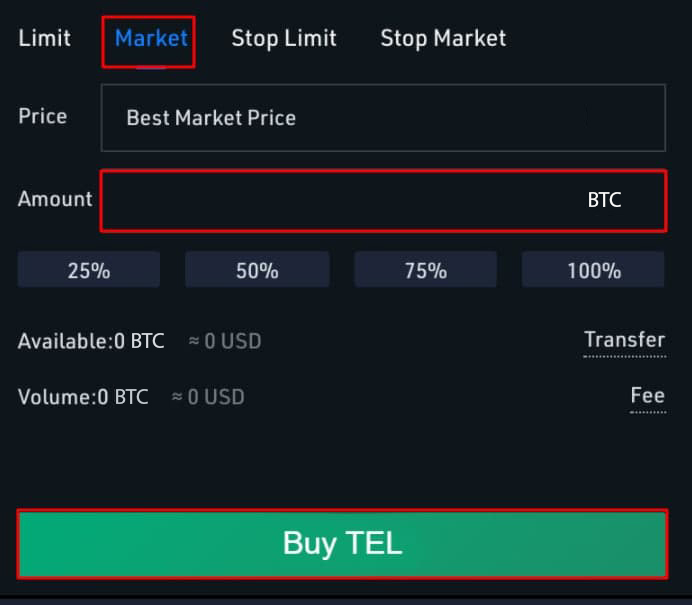 Enter Amount to Buy Telcoin