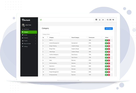 Learning management system commision facility