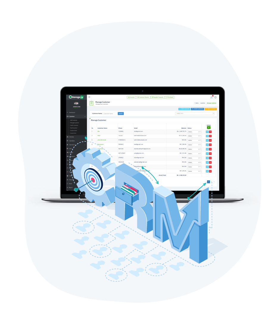 CRM system of garage management software