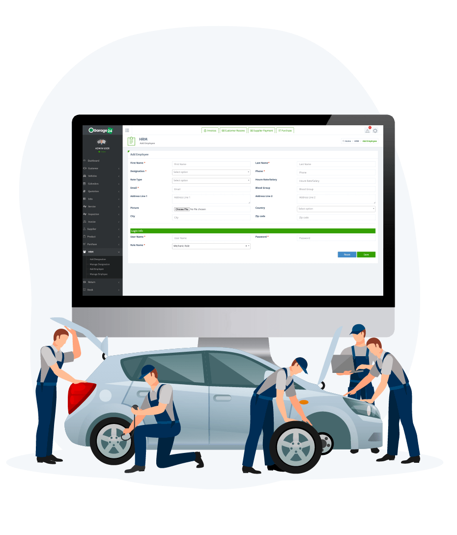 Garage Management Software HRM System