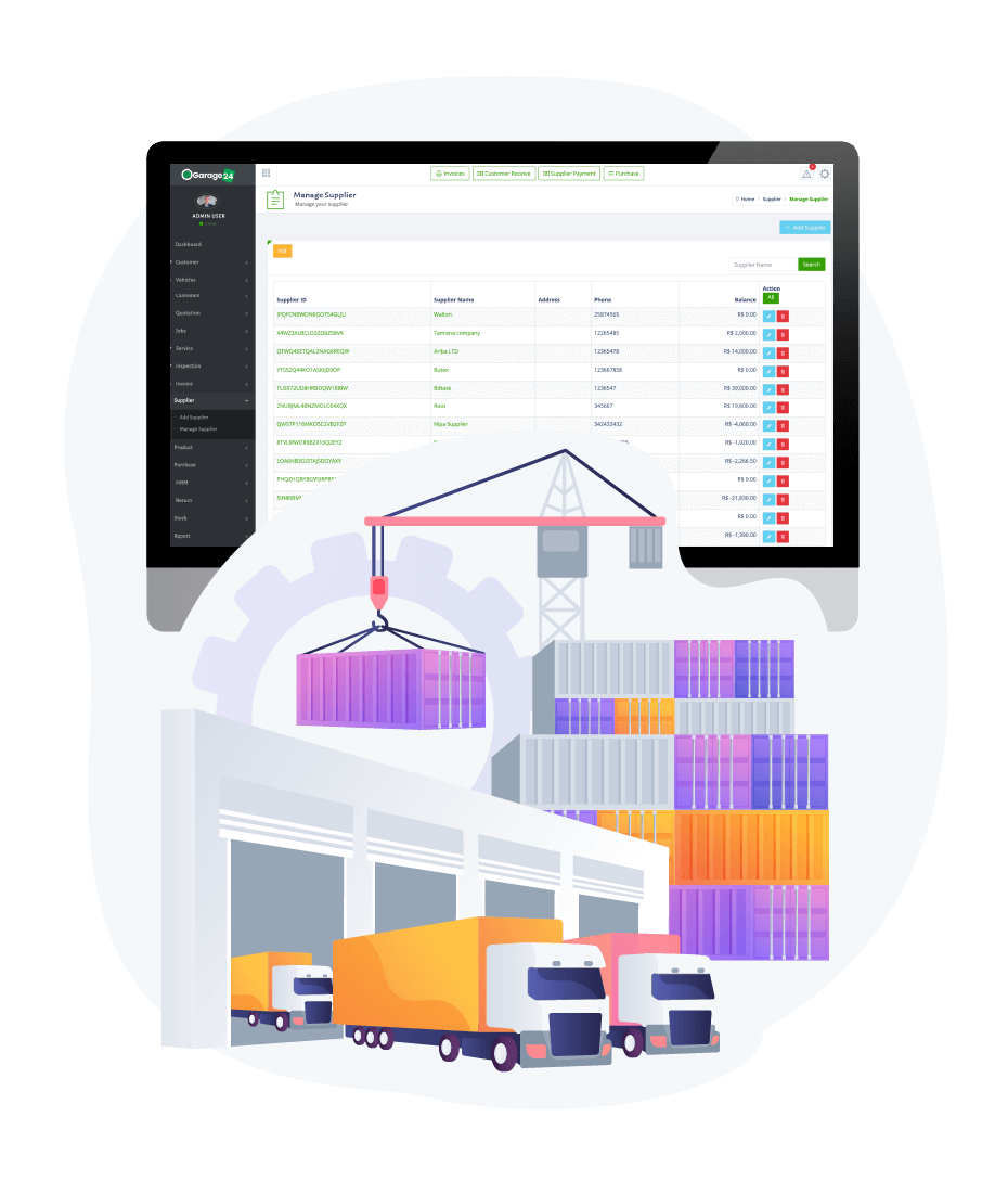 Supplier Management System of Garage Management Software