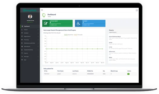 Hospital Automanager Modules for Receptionist & Representative