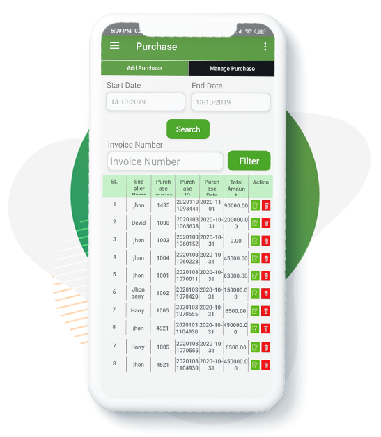 Purchase Management System of Mpos app