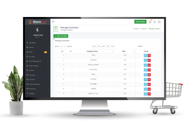 Storefex Commission Set up System