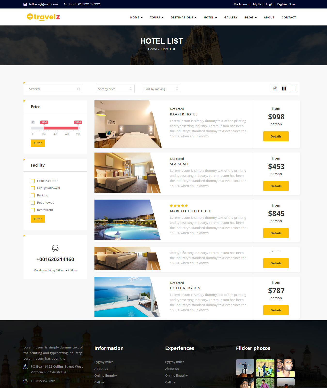 Travelz hotel list